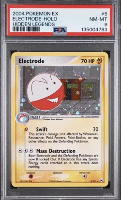 2004 POKEMON EX HIDDEN LEGENDS #5 ELECTRODE-HOLO PSA 8 - Image 1