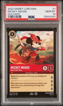 Disney Lorcana Mickey Mouse Brave Little Tailor D23 Expo 2022 PSA 10 Mint 1st Ed - Image 1