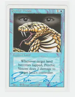 Magic the Gathering ~ MTG ~ Psychic Venom ~ M/NM ~ REVISED ~ Signed by Artist - Image 1
