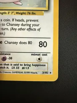 pokemon vintage base set holo chansey 3/102 LP/NM - Image 4