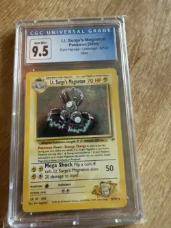 CGC 9.5 MINT+ Lt. Surge's Magneton 2000 Gym Heroes 8/132 Holo Pokemon Card - Image 1