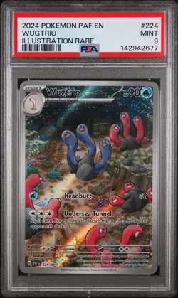 2024 POKEMON PAF EN-PALDEAN FATES ILLUSTRATION RARE #224 WUGTRIO PSA 9 FREE S&H - Image 1