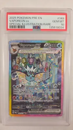 PSA 10 Pokemon: Vaporeon EX (Prismatic Evolutions) Special Illustration Rare - Image 1
