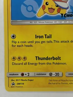 Ash's Pikachu SM114 Sm Regular Sun & Moon Black Star Promo Pokemon MP - Image 4