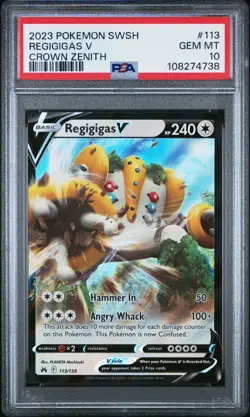 PSA 10 GEM MINT 2023 Pokemon Crown Zenith REGIGIGAS V #113 Ultra Rare - Image 3