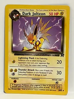 Vintage 2000 Pokemon TCG Team Rocket DARK JOLTEON Unc. 38/82 LP-NM English Unltd - Image 1