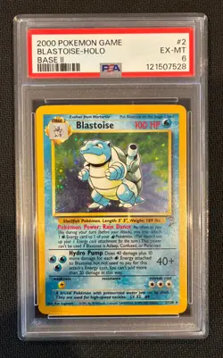 2000 Pokemon Blastoise 002/130 Base Set 2 Holo PSA 6 - Image 1