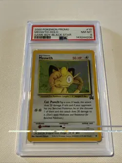 PSA8 2000 Pokemon Meowth #10 Game Boy Black Star Promo Holo - Image 1