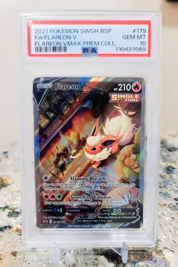 2021 Pokemon Flareon V Full Alt Black 💫 Promo SWSH179 VMAX Premium Coll. PSA 10 - Image 1