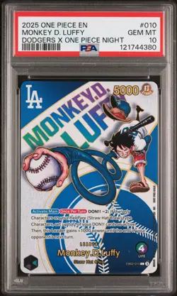 PSA 10 - Monkey D. Luffy EB02-010 - Los Angeles Dodgers x ONE PIECE Night - Image 1