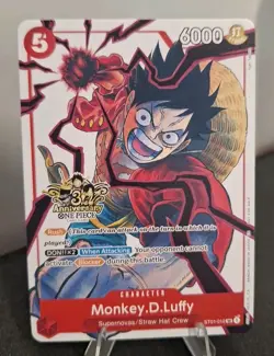 One Piece Monkey D. Luffy 3rd Anniversary Promo Alt Art ST01-012 Alternate TCG - Image 1