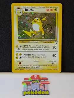 Raichu 16/130 Base Set 2 Holo Rare Pokemon Card Nintendo TCG WOTC MP - Image 1