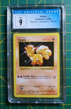 CGC 9 MINT 1999 Vulpix 68/102 SHADOWLESS Base Set Pokemon Card WOTC - Image 1