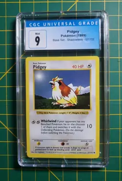 CGC 9 MINT Pidgey 1999 Base Set Shadowless 57/102 Pokemon Card WOTC - Image 1