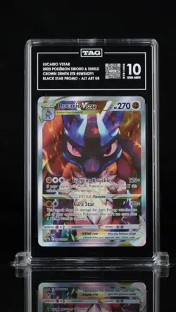 Lucario VSTAR 2023 Pokemon SWSH291 Crown Zenith ETB Black Star Alt Art UR TAG 10 - Image 4