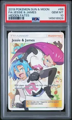 Pokemon PSA 10 Gem Mint Hidden Fates Full Art Jessie & James 68/68 - Image 1