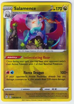 Salamence Holo Rare SWSH07: Evolving Skies 109/203 NM Pokemon TCG - Image 1