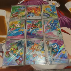 Pokemon TCG 30th anniversary first partner starters illustration set Full 9 - Image 1