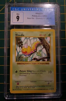 Pokemon 1999 Weedle Base Set Shadowless WOTC CGC 9 69/102 - Image 1