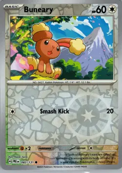 Buneary Reverse Holo Common SV: Prismatic Evolutions 083/131 NM Pokemon - Image 1