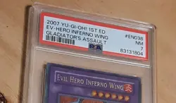 yugioh graded card Evil Hero Inferno Wing 1st Ed 7 2007 En038 Ultra Rare Low Pop - Image 3