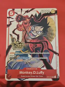 One Piece TCG Monkey D. Luffy 3rd Anniversary Promo Alt Art ST01-012 - Image 1