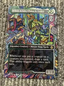 Magic The Gathering MTG Mikey & Leo Chaos & Order TMNT Rare Legendary Turtle - Image 1