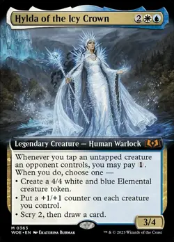 MTG Hylda of the Icy Crown - Extended Art, Light Play, English Wilds of Eldraine - Image 1