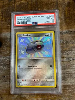 POKEMON 2019 Sun Moon Hidden Fates BELDUM Holo #SV30 PSA 10 Gem Mint RARE - Image 1