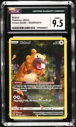 Pokemon TCG Bidoof Crown Zenith: Galarian Gallery GG29/GG70 CGC 9.5 Mint + TCG - Image 1
