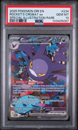2025 POKEMON DRI EN-DESTINED RIVALS #234 TEAM ROCKET'S CROBAT EX PSA 10 FREE S&H - Image 1