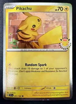 Pikachu 051/162 2026 Pokemon Day 30 Promo Cosmos Holo w/ SWIRL PSA 10 Contender - Image 1