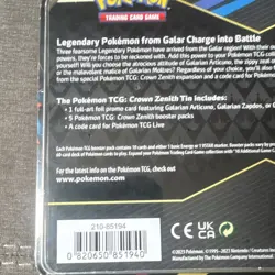 SEALED Pokemon Crown Zenith Tin Galarian Zapdos 2023 - Image 3