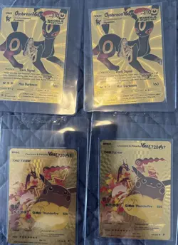 Lot 19 Gold Foil Fan Art Collectible Pokemon Pikachu Umbreon Evee Machamp Mint - Image 3