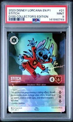 2023 DISNEY LORCANA EN P1-PROMO #21 STITCH - ABOMINATION PSA 9 - Image 1
