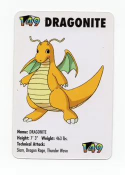 Dragonite #149 KFC Pokemon mini card promo 1998 - Image 1