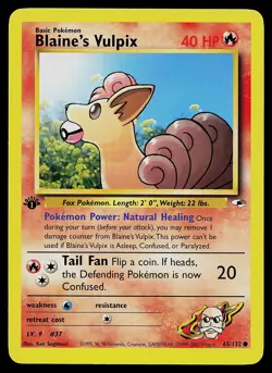 Pokemon Card - Blaine's Vulpix 1st Edition Gym Heroes 65/132 Common - Image 1