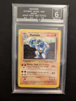 Pokemon TCG Machoke Base Set 34/102 Regular Card, 4th Print Get Graded 6 (Good) - Image 3