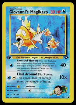Pokemon Card - Giovanni's Magikarp 1st Edition Gym Challenge 73/132 Common - Image 1