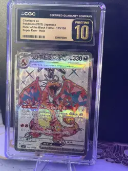 CGC PRISTINE 10 Charizard ex 125/108 SR Ruler of the Black Flame Pokemon Card JP - Image 3