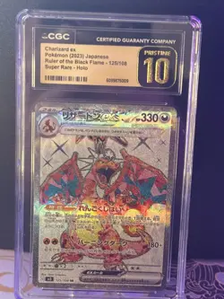CGC PRISTINE 10 Charizard ex 125/108 SR Ruler of the Black Flame Pokemon Card JP - Image 4