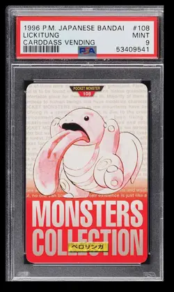 1996 Pokemon Bandai Carddass Vending Lickitung PSA 9 Japanese #108 Red Card - Image 1