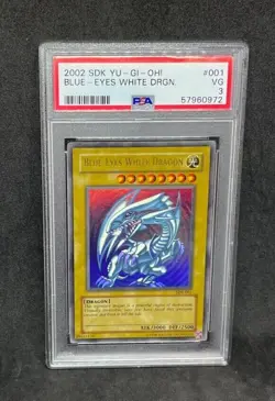 2002 Yugioh Kaiba Deck Blue-Eyes White Dragon SDK-001 Ultra Rare Holo Set PSA 3 - Image 1