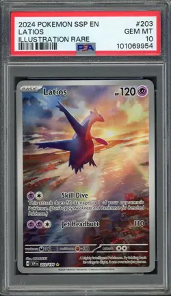 PSA 10 Latios (Illustration Rare) Surging Sparks 203/191 Holo Pokemon Card B6 - Image 1