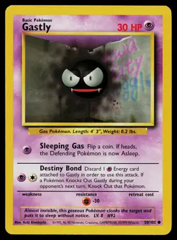Pokemon Card Base Set Unlimited Gastly 50/102 Common - Image 1