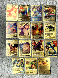 Set of 15 Charizard V, VMax, GX &More Gold Foil Fan Art Cards - Image 1