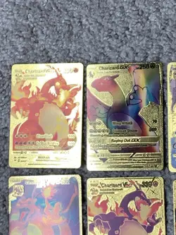 Set of 15 Charizard V, VMax, GX &More Gold Foil Fan Art Cards - Image 2