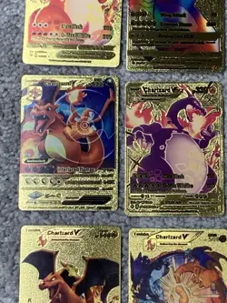 Set of 15 Charizard V, VMax, GX &More Gold Foil Fan Art Cards - Image 4