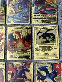 Set of 15 Charizard V, VMax, GX &More Gold Foil Fan Art Cards - Image 5