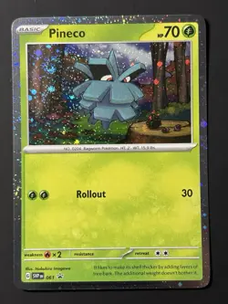 SWIRL Pineco Black Star Promo SVP 061 Cosmos Holo Promo Card NM Pokemon TCG - Image 3